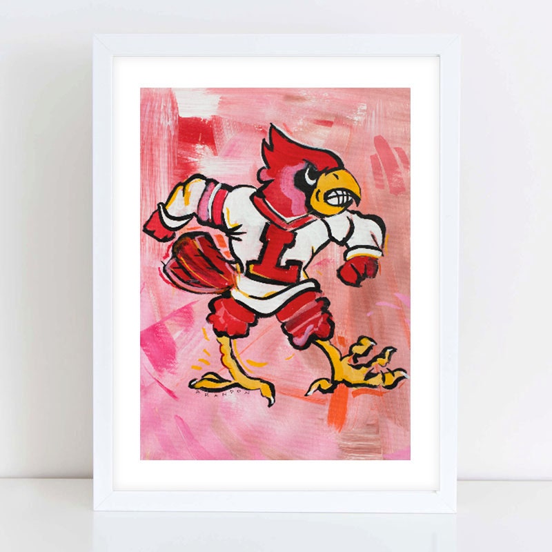 Louisville Cardinals Vintage Cardinal Bird  Original Painting on 12 –  Brandon Art Co.