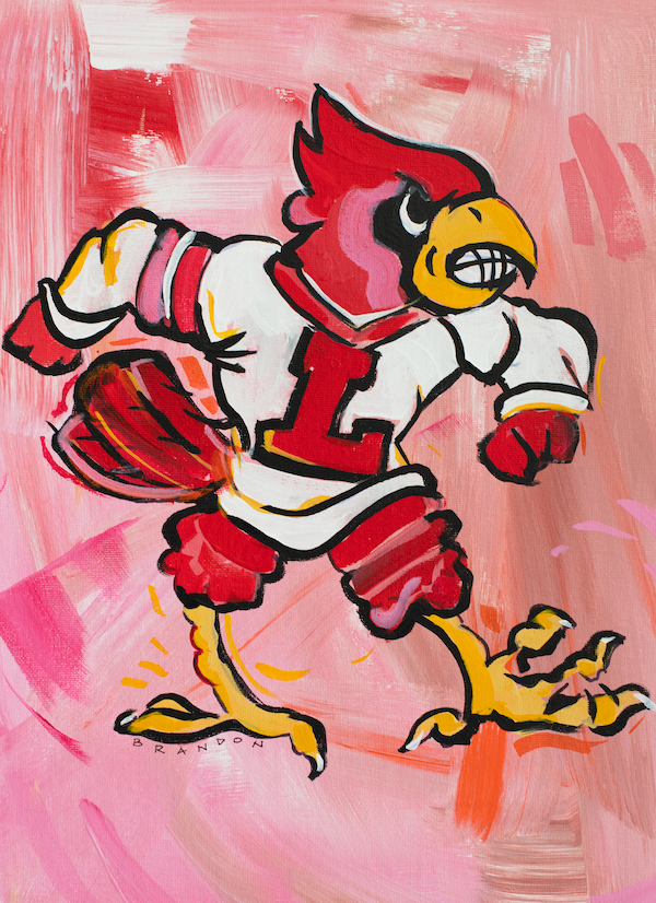 Louisville Cardinals Vintage Cardinal Bird  Original Painting on 12 –  Brandon Art Co.