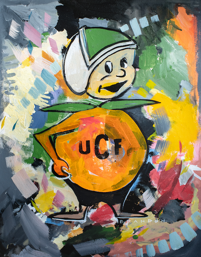 UCF "Retro Citronaut" by Brandon Thomas | Original Painting on 16x20 Fredrix Canvas Panel