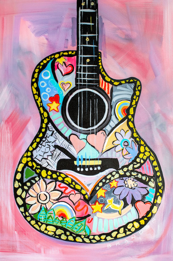 Taylor Swift "Eras Tour Butterfly Mural Guitar" by Brandon Thomas | 24x36 Original Painting on Gallery Wrapped Canvas