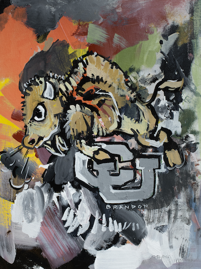 Colorado Buffaloes "Vintage Ralphie" by Brandon Thomas | Framed 12x16 Fredrix Canvas Panel
