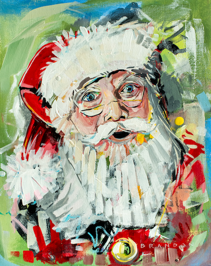 Santa Claus Original Painting by Brandon Thomas | Framed 16x20 Fredrix Canvas Panel