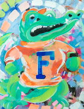 Load image into Gallery viewer, Florida Gators &quot;Fighting Gator&quot; by Brandon Thomas | Framed 11x14 Fredrix Canvas Panel
