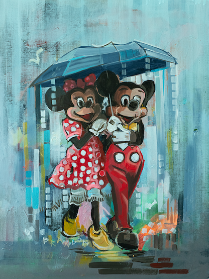 Mickey & Minnie "Rainy Day in the Park" | Archival-Quality Disney Print by Brandon Thomas