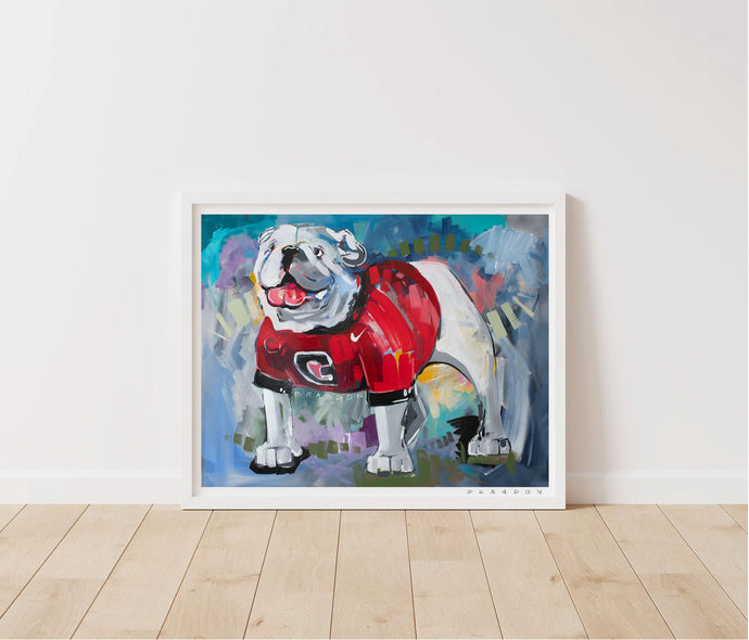 georgia bulldogs uga wall art print officially licensed que brandon thomas brandon art co
