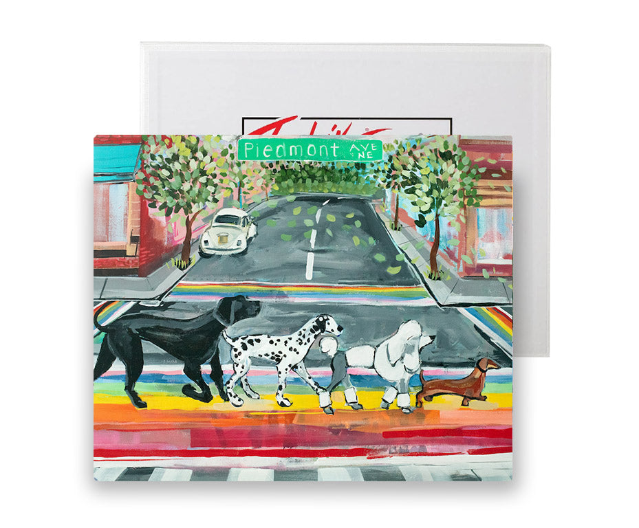 Midtown Atlanta Dogs Crossing Rainbow Crosswalk Abbey Road | Original Painting on 20x24 Fredrix Canvas Panel