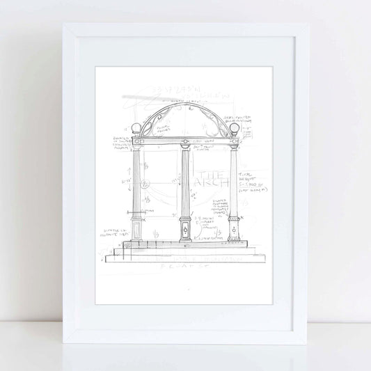 Georgia Bulldogs "UGA Arch Architectural Concept Drawing" by Brandon Thomas | Officially Licensed Archival-Quality University of Georgia Art Print