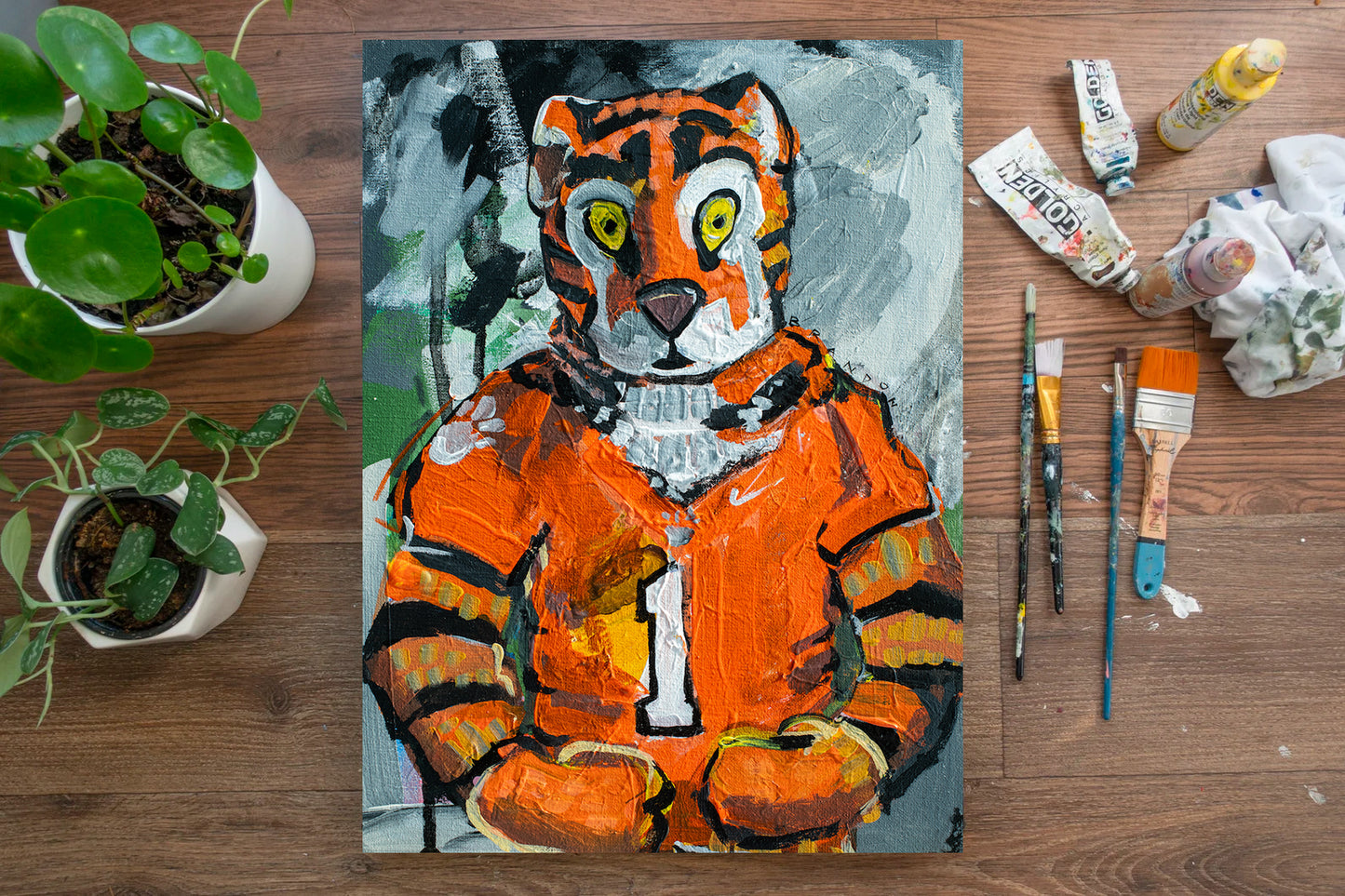 Clemson Tigers Mascot "The Tiger" Painting | Original Acrylic Painting on 12x16 Premium Canvas Panel