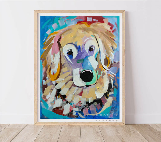 Golden Retriever Teal Burst | Archival-Quality Print