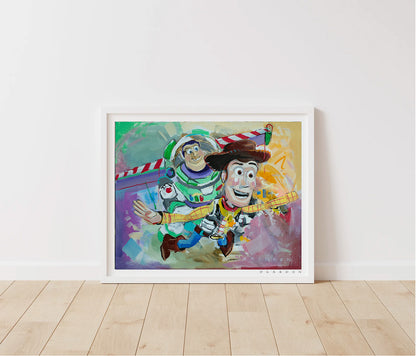 Toy Story "To Infinity & Beyond" Buzz + Woody | Archival-Quality Painting Print