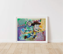 Load image into Gallery viewer, Toy Story &quot;To Infinity &amp; Beyond&quot; Buzz + Woody | Archival-Quality Painting Print
