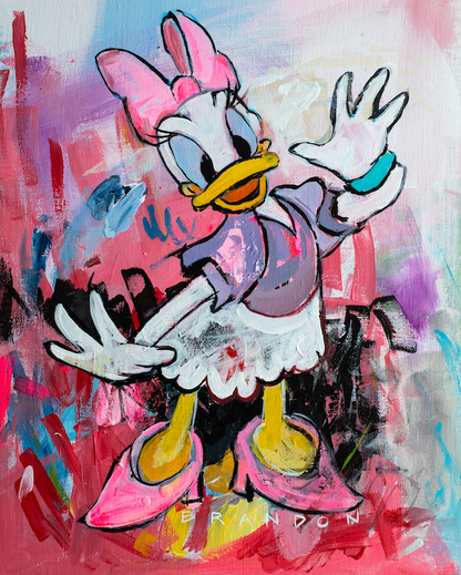 Disney's "Daisy Duck" Original Painting on 16x20 Fredrix Canvas Panel