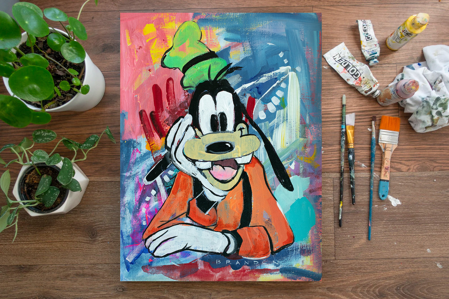 Disney's "Classic Goofy" by Brandon Thomas | Framed 12x16 Premium Canvas Panel