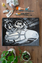 Load image into Gallery viewer, Disney&#39;s Vintage Space Mountain Mickey Mouse Painting | Original Acrylic Painting on 16x20 Premium Canvas Panel
