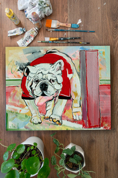 Georgia Bulldogs "Uga on the Goal Line" Painting | Original Acrylic Painting on 16x20 Premium Canvas Panel