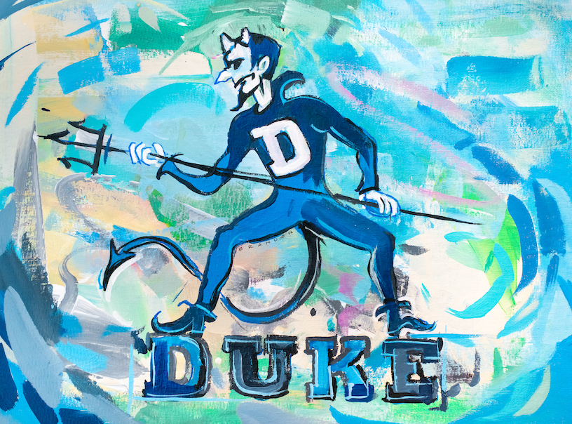 Duke Blue Devils "Vintage Blue Devil" | Original Painting on 12x16 Fredrix Canvas Panel