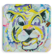 Load image into Gallery viewer, LSU Tigers &quot;Throwback Mike&quot; Mascot Water-Resistant Glazed Coasters
