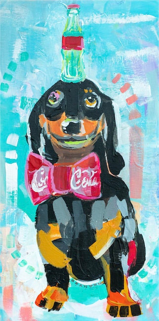Dachshund Coca-Cola Painting Print