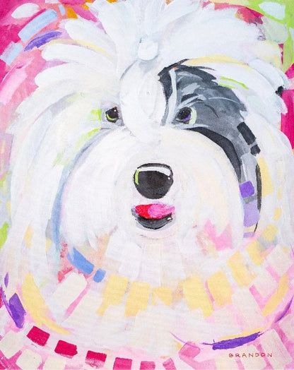 Sheepadoodle Sheep Dog Painting Print