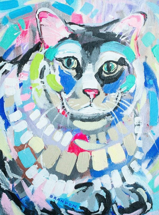Maine Coon Cat Painting Print - D128