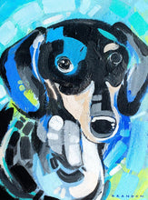 Load image into Gallery viewer, Little Blue Dachshund Dog Painting Print
