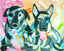 Load image into Gallery viewer, German Shepherd Black Lab and Cat Family Painting Print
