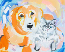 Load image into Gallery viewer, Golden Retriever Snuggles Painting Print - D081
