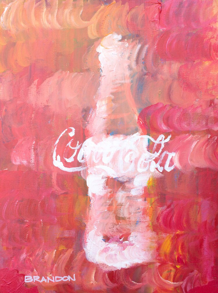 Coke Bottle "Crimson" Coca-Cola Painting Print - K007