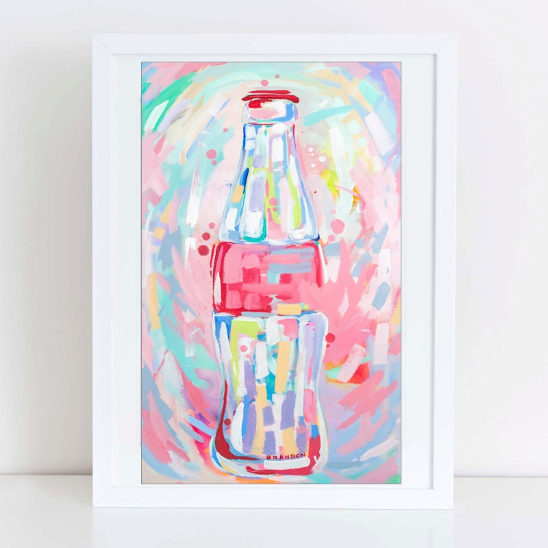 Coke Bottle "Soft Violet" Coca-Cola Painting Print - K008