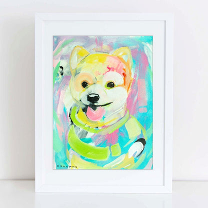 Tiny Tongue Dog Painting Print - D151