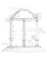 Load image into Gallery viewer, UGA Arch Concept Art Sketch Drawing North Campus University of Georgia Print
