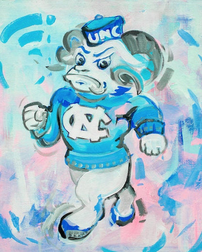 University of North Carolina Tarheels Vintage Ramses Original Painting - 16x20 Canvas Panel