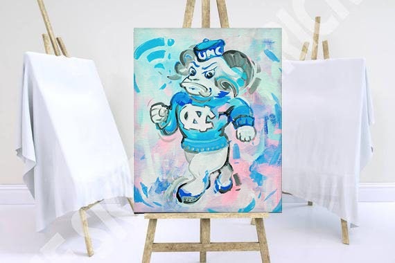 University of North Carolina Tarheels Vintage Ramses Original Painting - 16x20 Canvas Panel