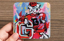 Load image into Gallery viewer, Throwback Leaning UGA University of Georgia Water-Resistant Glazed Coasters

