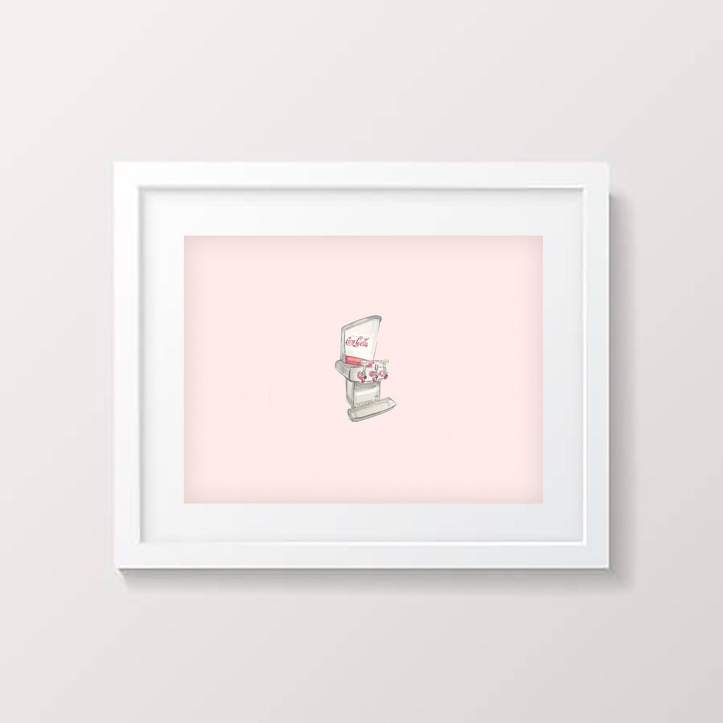 Vintage Coca-Cola 3-Valve Fountain Painting Print (Pink)