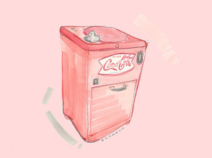 Coca-Cola Vintage Ice Cooler Painting Print (Pink)