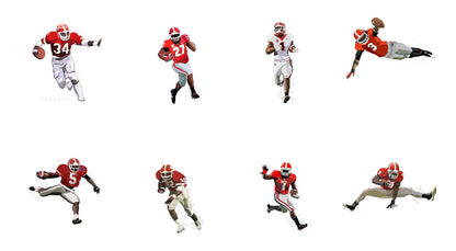 The Great Running Backs of the University of Georgia 4x4 Original Drawing Print