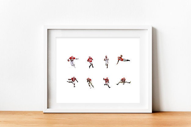 The Great Running Backs of the University of Georgia 4x4 Original Drawing Print