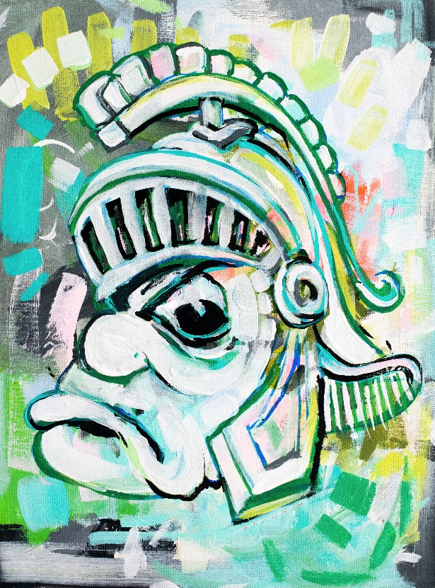 Michigan State University Spartans Vintage Sparty Painting Print