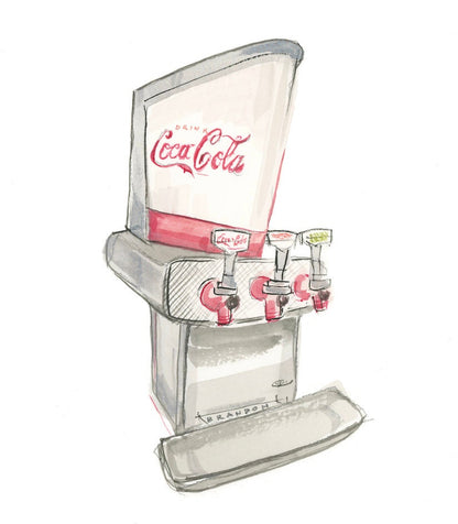 Vintage Coca-Cola 3-Valve Fountain Painting Print