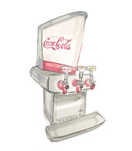 Load image into Gallery viewer, Vintage Coca-Cola 3-Valve Fountain Painting Print
