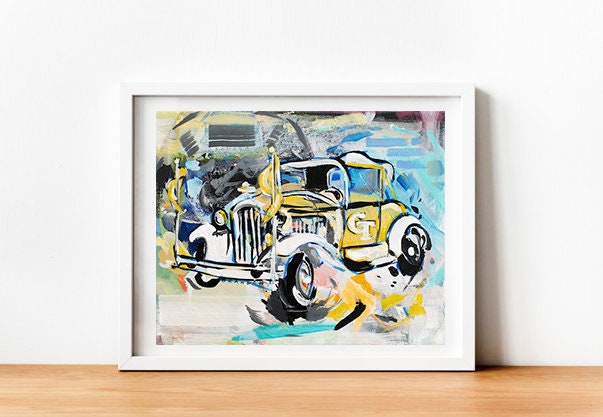 Georgia Tech Ramblin Wreck Painting Print
