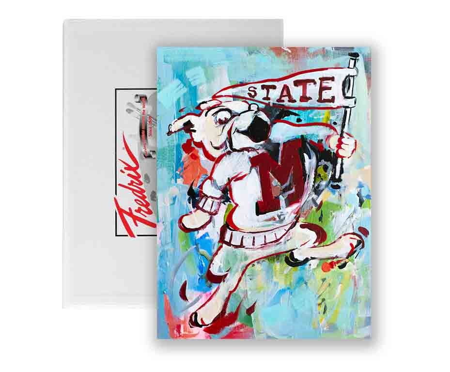 Mississippi State Vintage Bully Original Painting on 12x16 Premium Canvas Panel