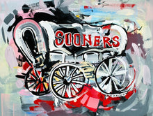 Load image into Gallery viewer, Oklahoma Sooners Vintage Covered Wagon ORIGINAL PAINTING on 12x16 Premium Canvas Panel
