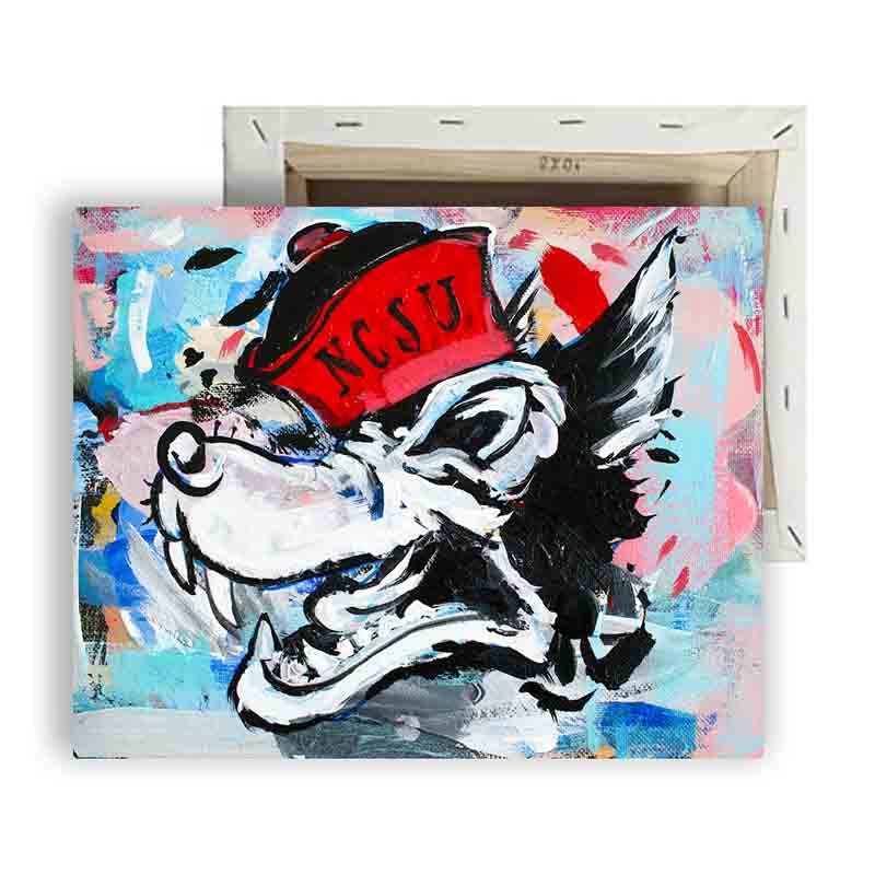 NC State Wolfpack ORIGINAL PAINTING on 8x10 Premium Stapled Canvas