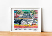 Load image into Gallery viewer, Dogs Cross the Rainbow Crosswalk | Beatles Abbey Road Midtown Atlanta | Archival-QualityPainting Print
