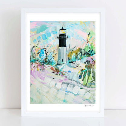Tybee Island Lighthouse Beach House Painting Print