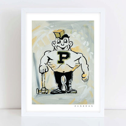 Purdue University 1950's Vintage Boilermaker Painting Print