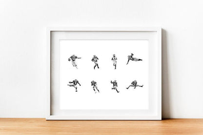 The Great Running Backs of the University of Georgia 4x4 Original Drawing Print