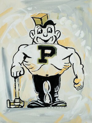 Purdue University 1950's Vintage Boilermaker Painting Print